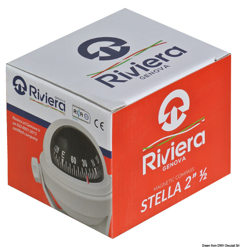 Riviera Stella 2½″ magnetkompas BS1, overflademontering, blå/grå