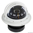 Riviera Urania 4″ flush-mount compass with telescopic protective cover, front reading, white/black