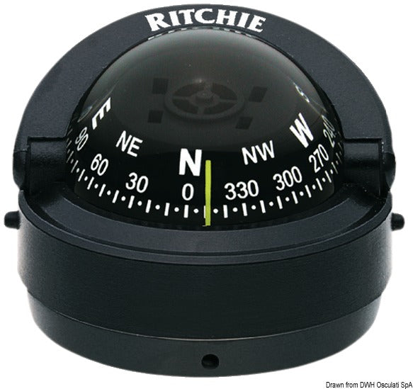 Ritchie Explorer marinekompas 70 mm, overflademonteret, sort/sort