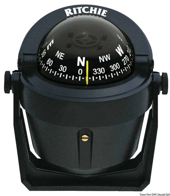 Ritchie Explorer magnetkompas 70 mm, med monteringsbøjle, sort/sort