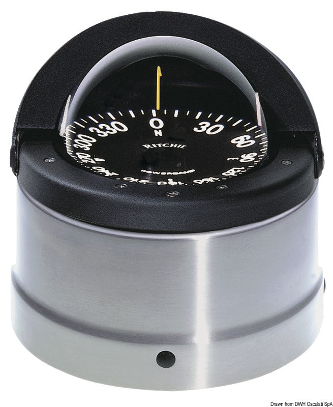 Ritchie Navigator 4½″ marinekompas, piedestalmonteret, rustfrit hus/sort rose