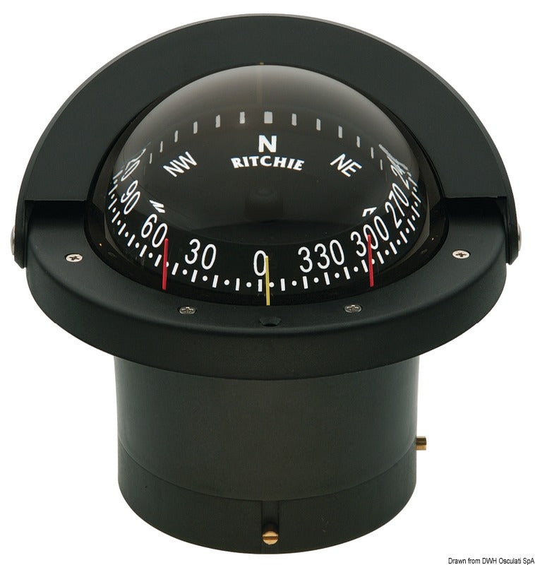 Ritchie Navigator FN-203 indbygningskompas med CombiDial, 4½″, sort/sort