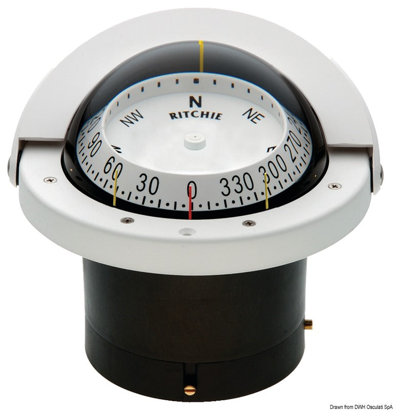 Ritchie Navigator 4½″ magnetkompas, indbygning, CombiDial, hvid/hvid