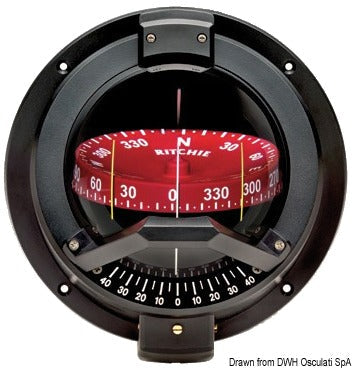 Ritchie Navigator paratmonteret magnetkompas 4½″, sort/rød