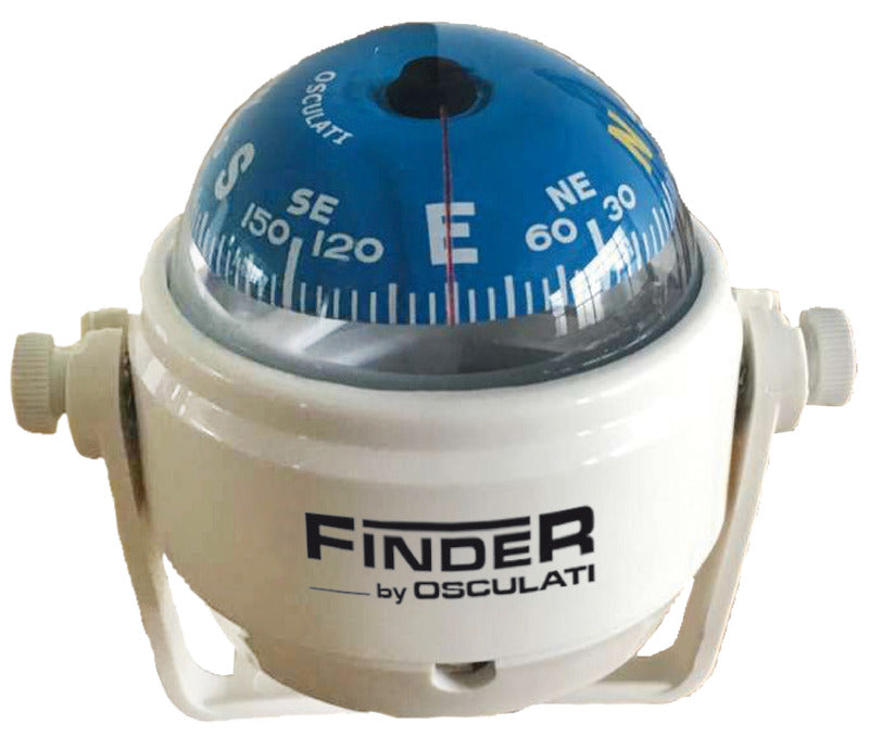 Finder 2″ marinekompas med monteringsbøjle – hvid/blå