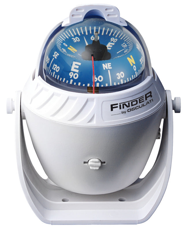 Finder marinekompas 2 5/8″ med beslag – hvid/blå