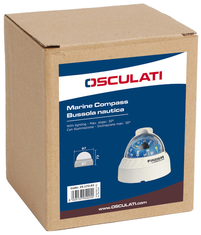 Finder overflademonteret marinekompas 67 mm – sort/sort