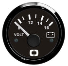 Voltmeter 8–16 V, sort skive/sort frontring