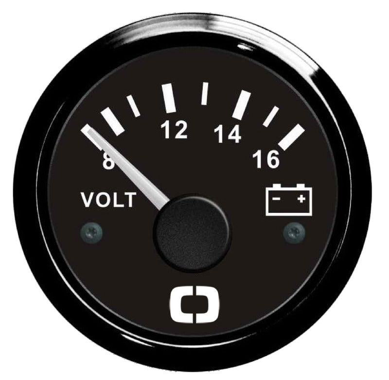 Voltmeter 8/16 V 12 V sort til båd og autocamper