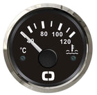 Vandtemperaturmåler 40–120 °C – sort skive med blank instrumentring