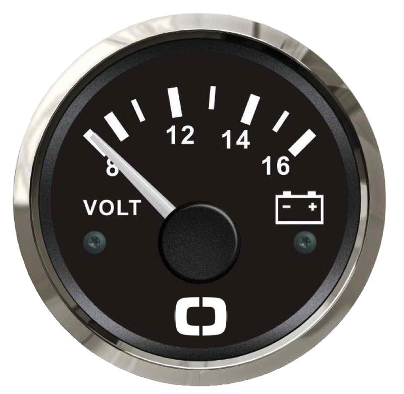 Voltmeter 12 V 8/16 V sort til båd og autocamper