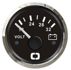 Voltmeter 24 V, skala 18–32 V – sort urskive og blank instrumentkrans