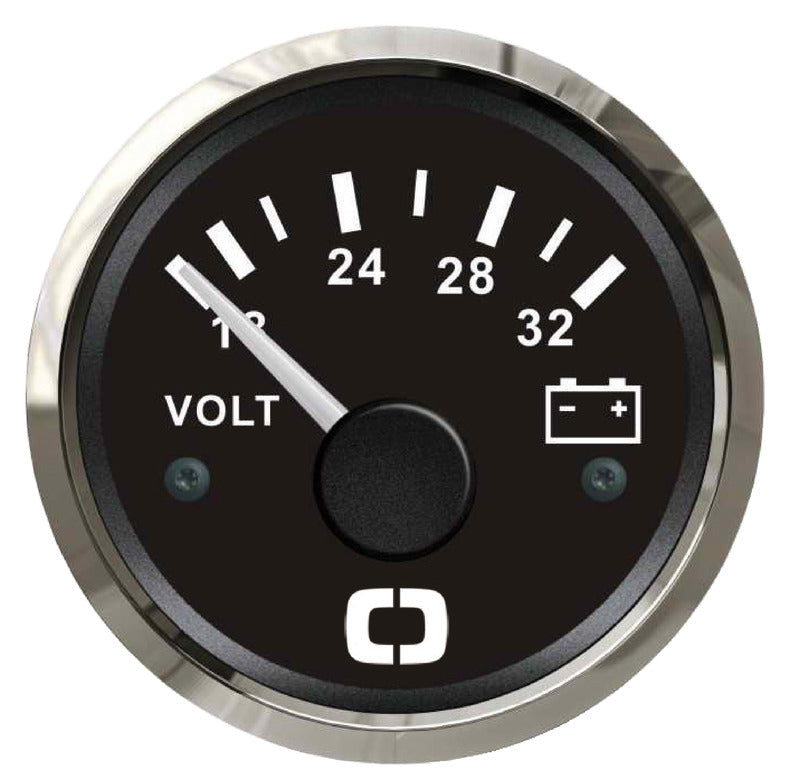 Voltmeter 24 V 18/32 V sort med blank ramme