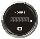 Digital driftstimetæller 0–99.999 timer, 12/24 V – sort skive med blank ramme