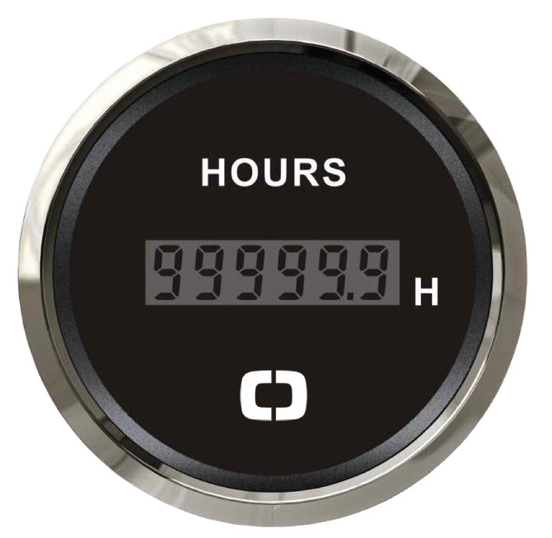 Digital timetæller med sort skive og blank krans