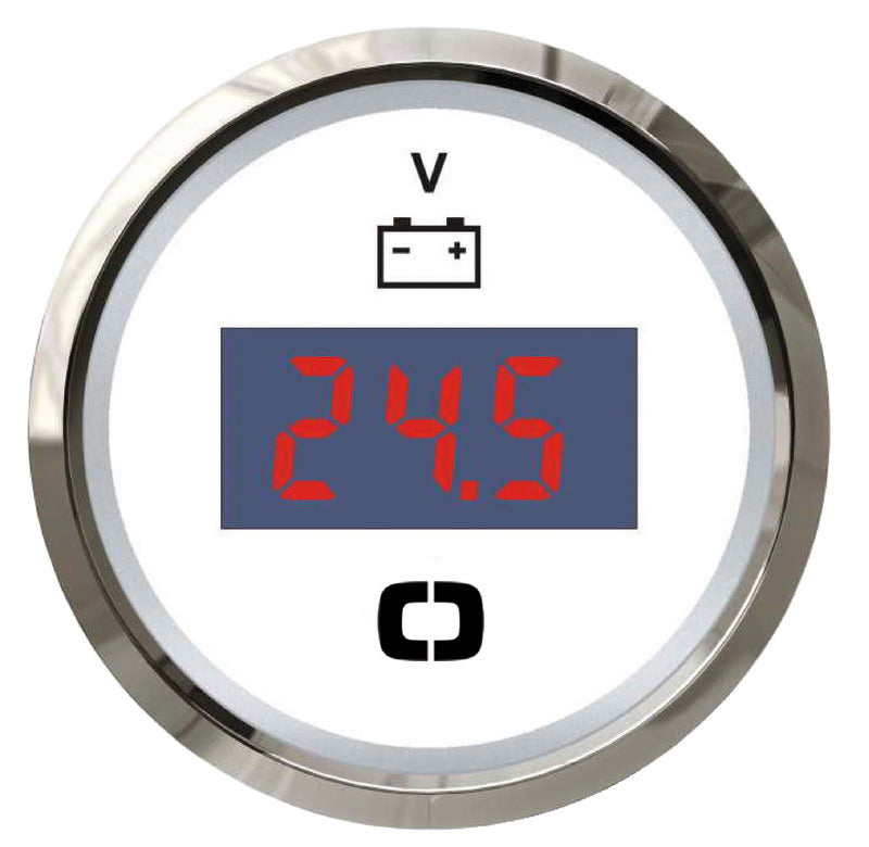 Digitalt voltmeter 8/32 V hvid til båd og autocamper