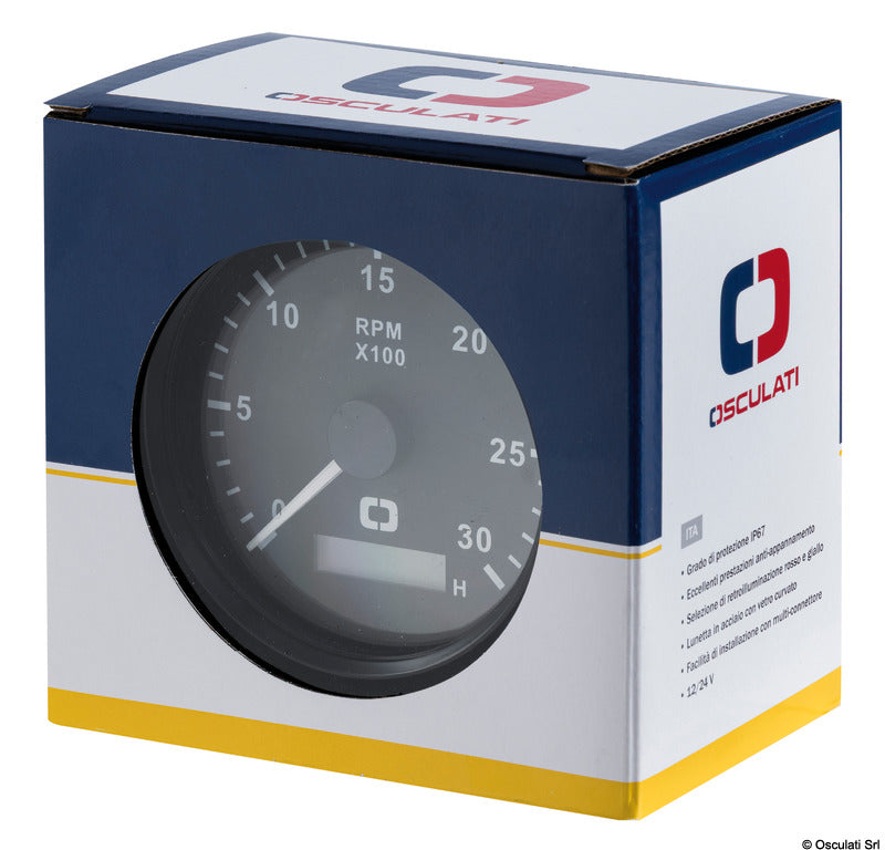 Analogt GPS-speedometer med digital kursvisning 12 V, 0–45 knob, sort/blank