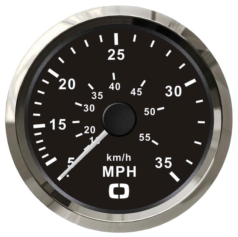 Pitot speedometer 0-35 MPH sort med blank krans