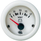 Guardian voltmeter med hvid skive og hvid frontring, 10-16 V DC