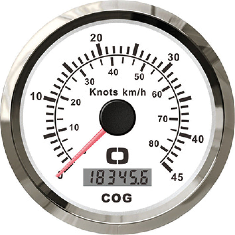 GPS-speedometer med digital kompasvisning 12 V, 0–45 knob, hvid/blank