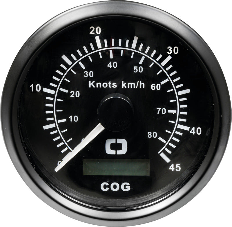 Wema analogt GPS-speedometer med digital kursviser 12 V, sort skive/sort frontring