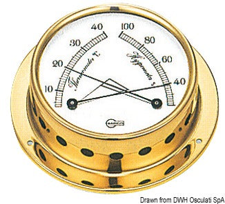 Barigo Tempo M termo-/hygrometer i poleret messing, Ø110 mm