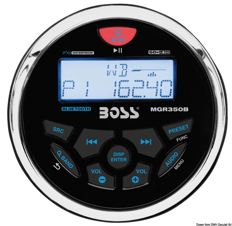 Boss Audio Systems MGR350B marine-radio til instrumentpanel 12 V