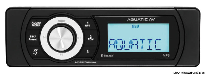 Aquatic AV MP6 vandtæt marinestereo 10,5–14,4 V DC