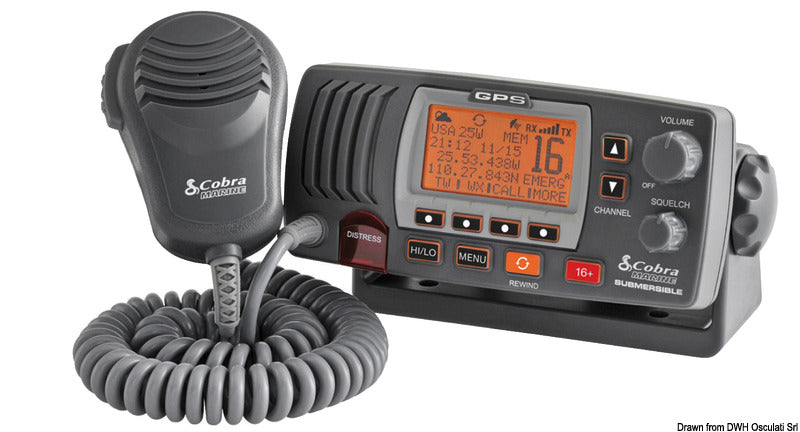 Cobra Marine MR F77B GPS E fastmonteret VHF-radio med GPS og klasse D DSC, grå