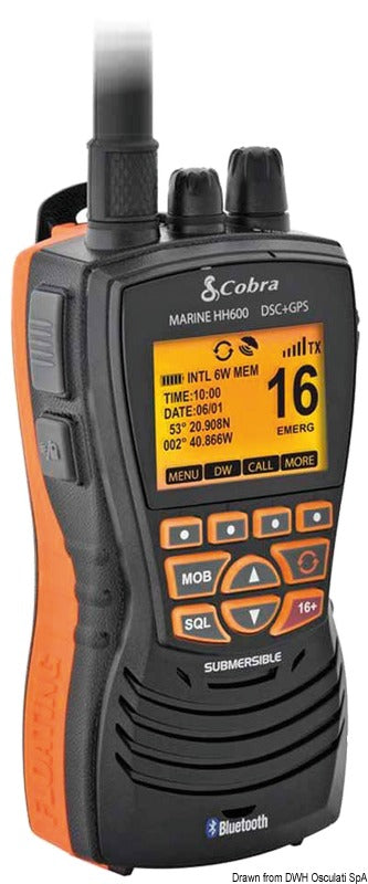 Cobra Marine MR HH600 GPS BT EU håndholdt VHF-radio med GPS, DSC og Bluetooth – sort