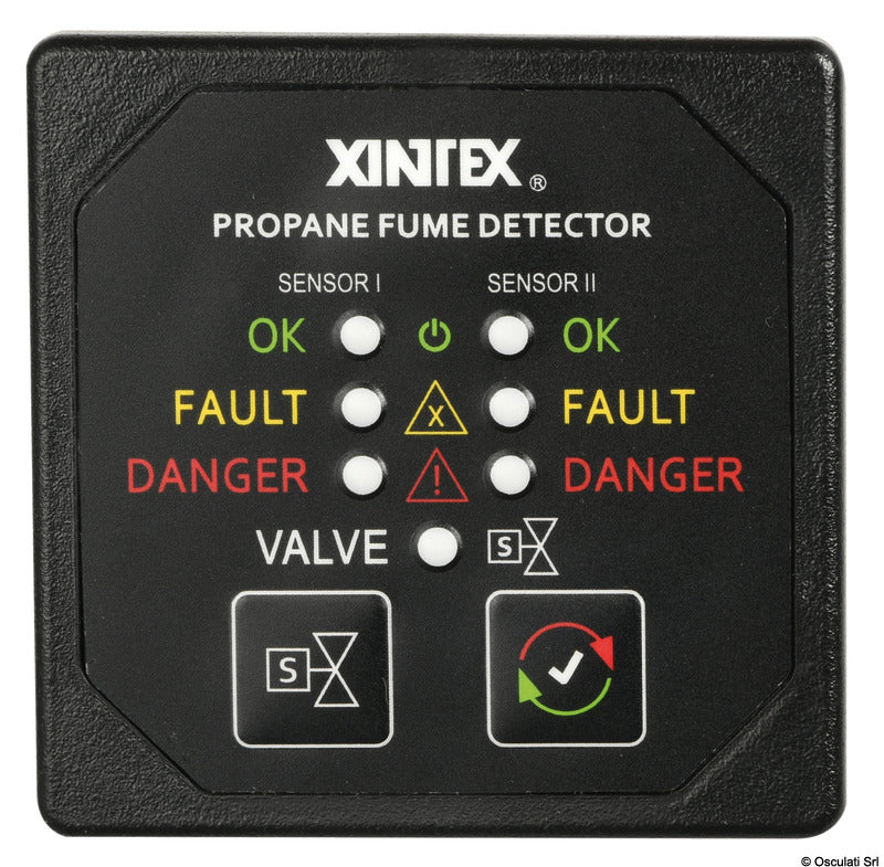 Xintex P2BS propangasdetektor med 2 sensorer og magnetventil