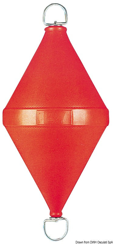 Bikonisk bøje med gennemgående trækstang, rød, 500 × 1030 mm