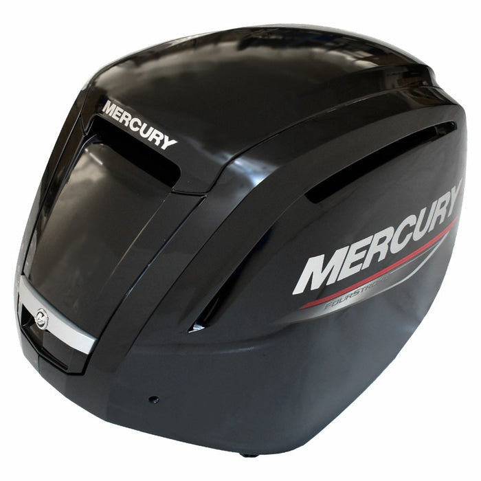 Mercury Marine topmotorkappe i Phantom Black med Mercury-dekaler, reservedelsnummer 8M0159539