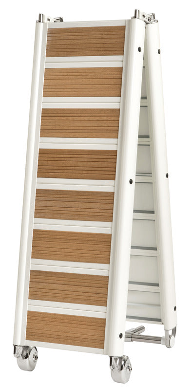 Foldbar landgang i hvidlakeret aluminium med indlæg, 310 cm