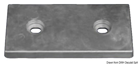 Boltemonteret zinkanode med gummiplade, 8 kg, 300 × 160 × 28 mm