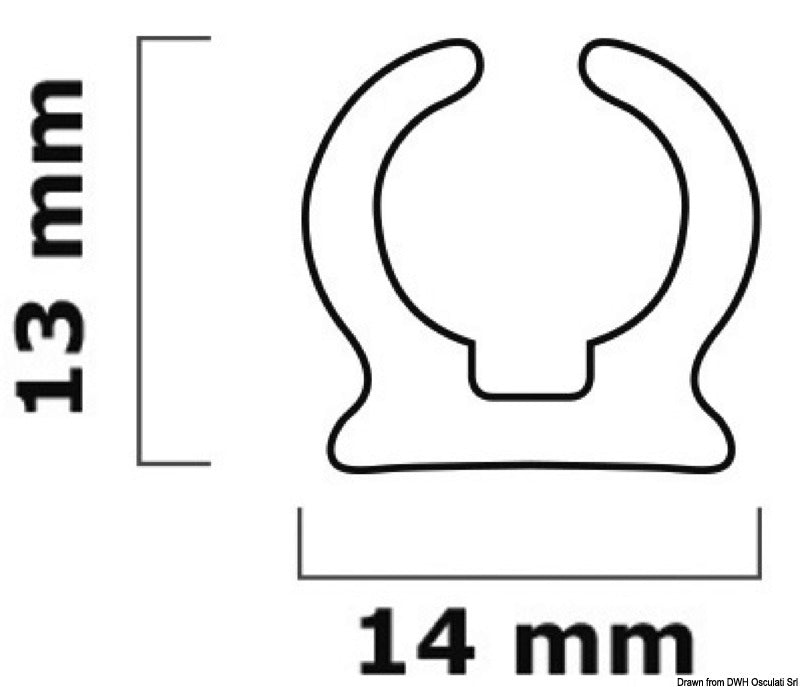 Tessilmare relingaprofil i hvid semirigid PVC til kaleche og bimini, 4 m