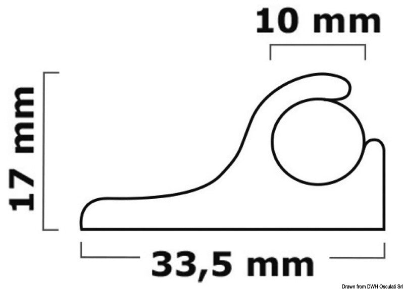 Tessilmare hyndeprofil i hvidt halvhårdt PVC, 4 m stang