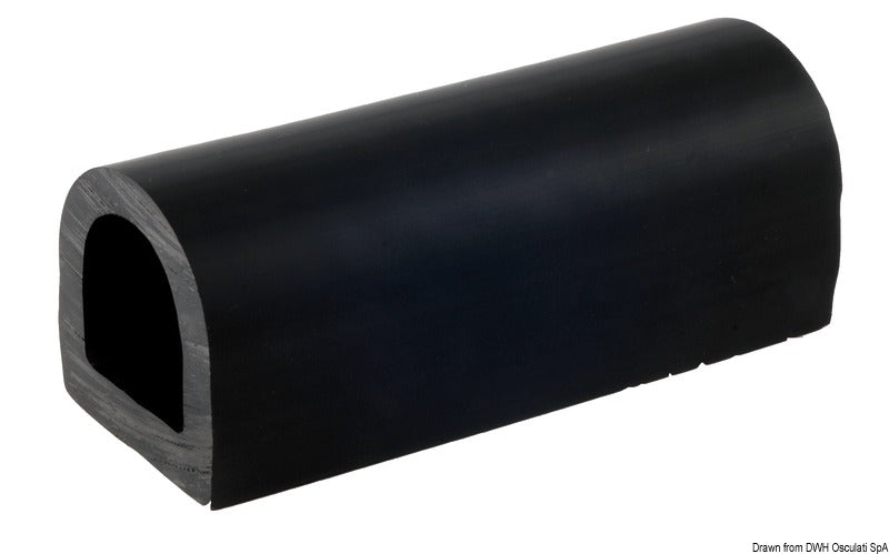 Fleksibelt PVC-fenderprofil til pontoner, kajer og fortøjningspæle – sort, 70 × 70 mm, 2 m