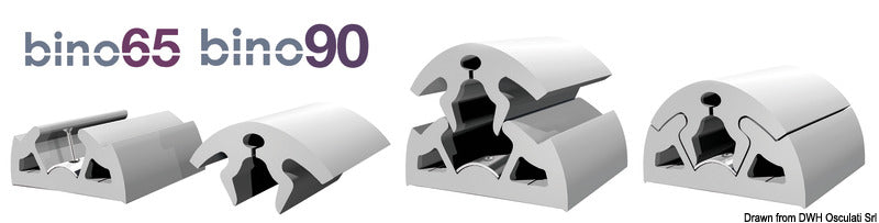 Tessilmare BINO 65 fenderprofil i grå PVC, 65 × 37 mm, 12 m