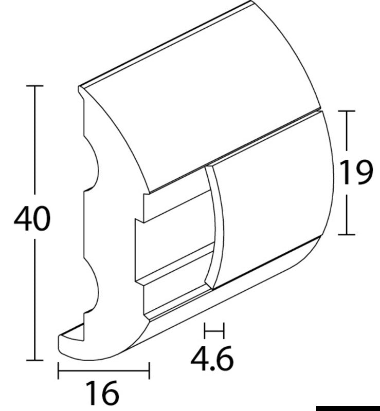 C-formet fenderprofil i rustfrit stål, profil 20, dybtrukne huller, 3 m