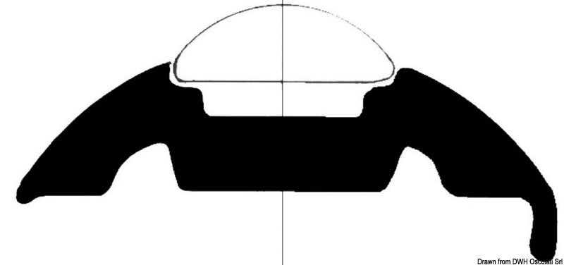 Hvid PVC-base 30 mm til rustfri fenderprofil 15 × 5 mm