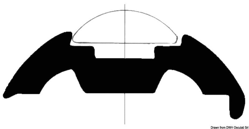 Hvid PVC-base til rustfri fenderprofil, 35 mm – 24 m