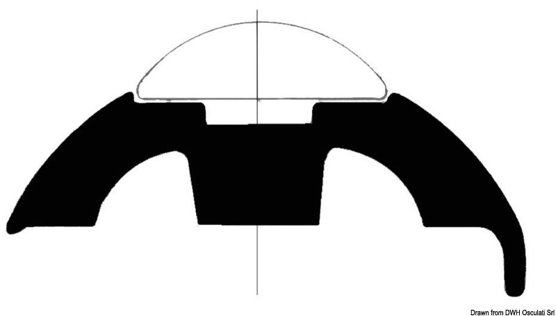 Hvid semirigid PVC-profilbase 45 mm til rustfri fenderprofil 25 × 7 mm