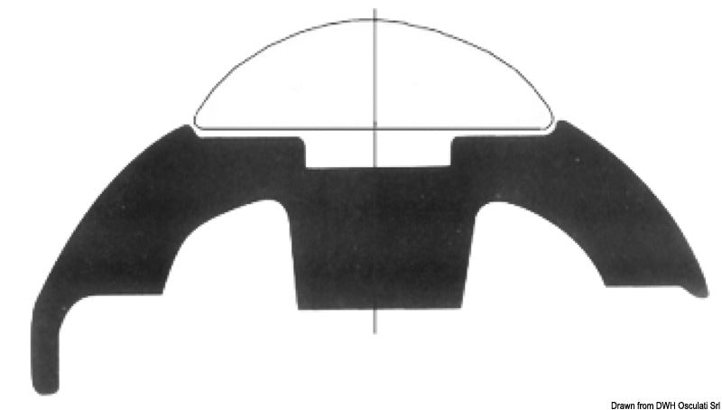 Hvid semistiv PVC-base til rustfri fenderprofil, 60 mm – 24 m