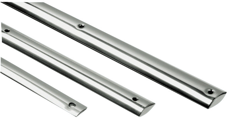 Lav D-profil stødliste i spejlpoleret AISI 316 rustfrit stål, 25 × 10 mm, 4 m