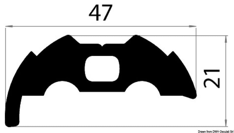 PVC-base i hvid til fenderprofil 35 med forsænkede monteringshuller, 24 m
