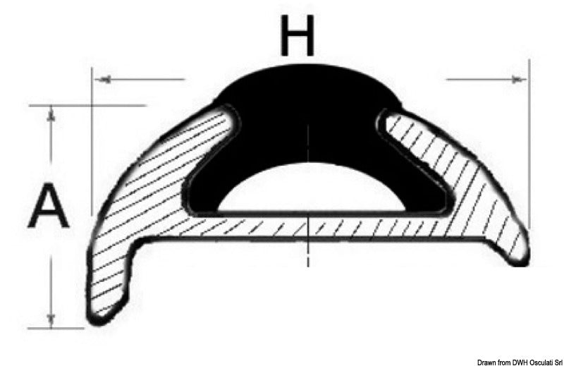 Gråt fleksibelt PVC-indlæg til fenderprofil 44.485.10, 24 m – standard