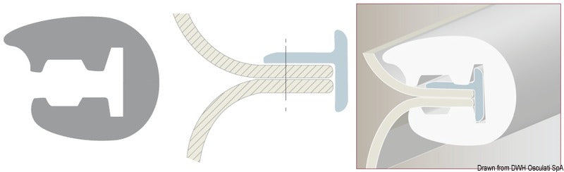 L-formet PVC-fenderprofil, sort, 33 × 30 mm