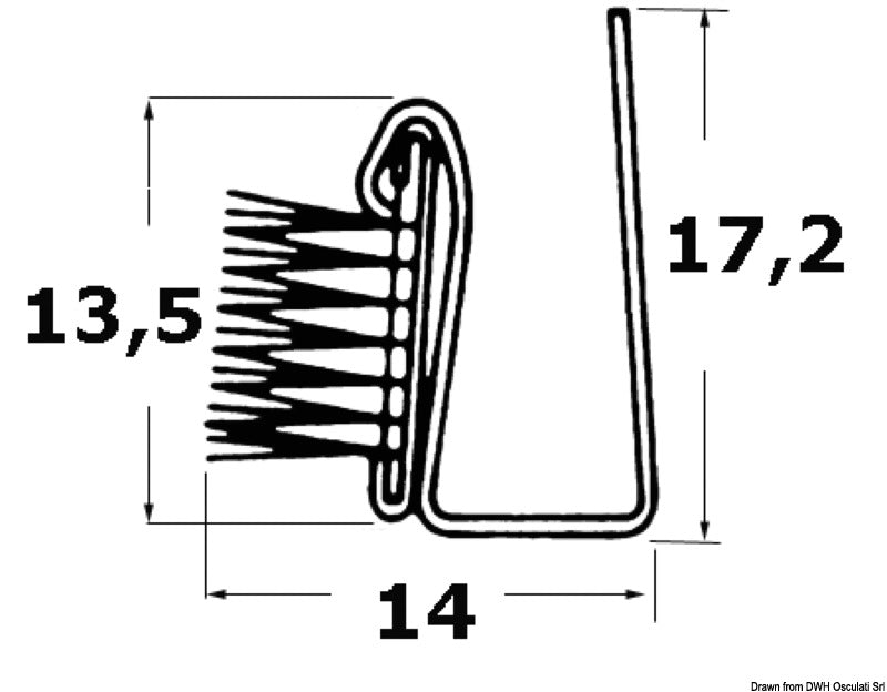 Tætningsprofil mellem glasruder i AISI 316 rustfrit stål, 14 × 17,2 mm, 2,44 m