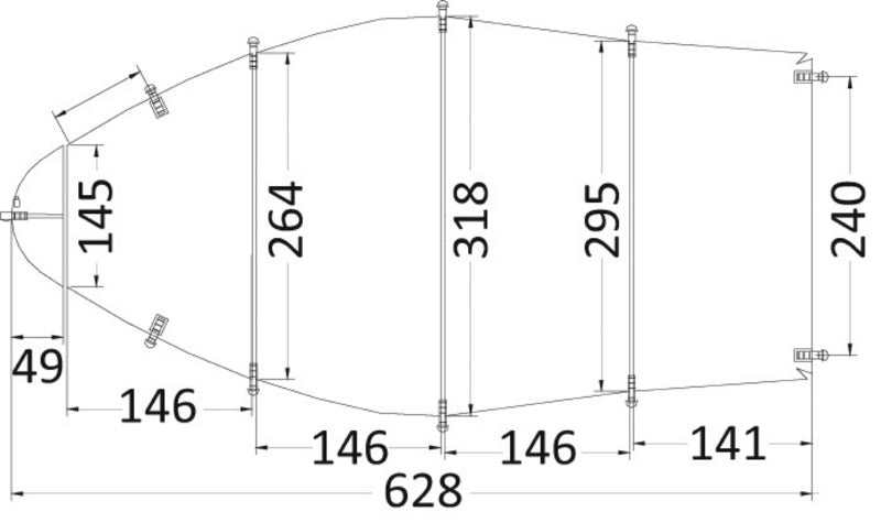 Universal bådpresenning til bådlængde 518–579 cm og bådbredde 244 cm, grå, 300D
